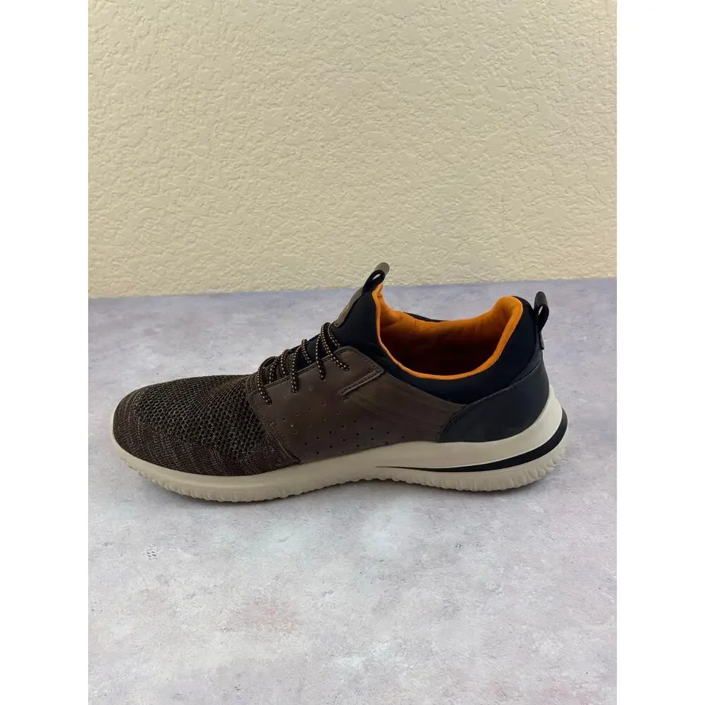 Skechers Delson 3.0 Men's Size 13 Brown Fabric Leather Slip-On Shoes 210238